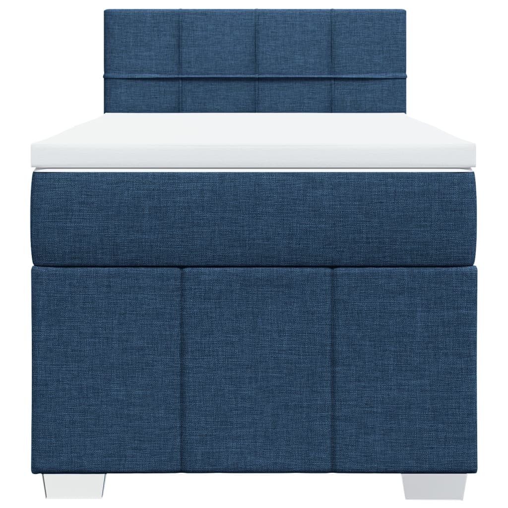 vidaXL Κρεβάτι Boxspring με Στρώμα Μπλε 90x200 εκ.Υφασμάτινο