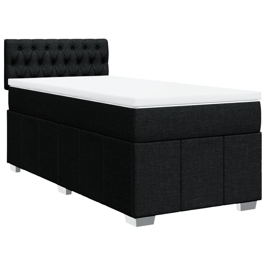 vidaXL Κρεβάτι Boxspring με Στρώμα Μαύρο 90x200 εκ. Υφασμάτινο