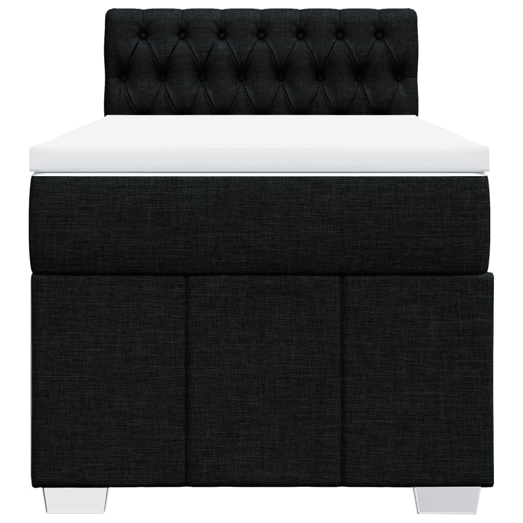 vidaXL Κρεβάτι Boxspring με Στρώμα Μαύρο 90x200 εκ. Υφασμάτινο