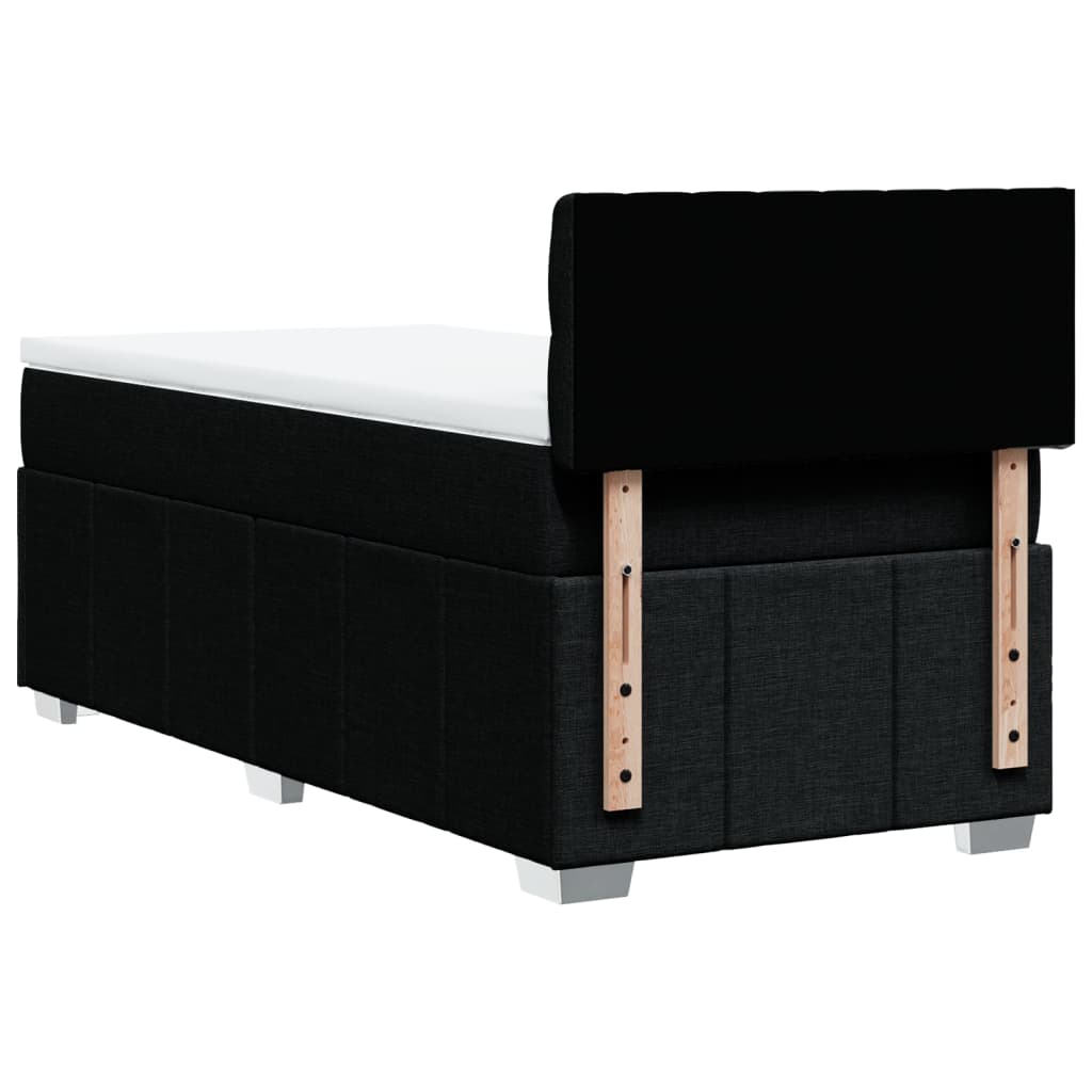 vidaXL Κρεβάτι Boxspring με Στρώμα Μαύρο 90x200 εκ. Υφασμάτινο
