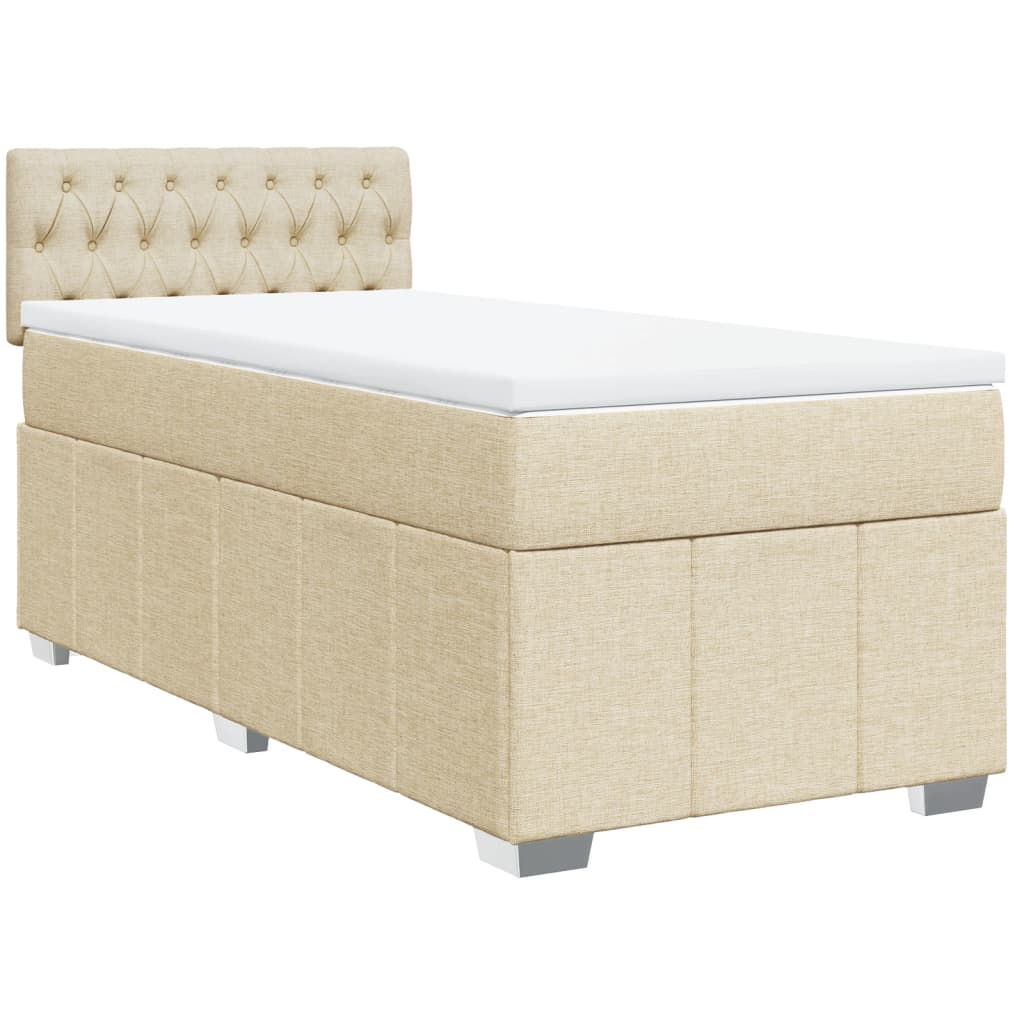 vidaXL Κρεβάτι Boxspring με Στρώμα Κρεμ 90x200 εκ.Υφασμάτινο