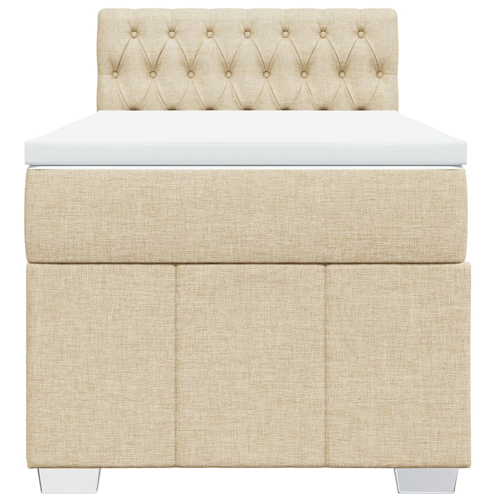 vidaXL Κρεβάτι Boxspring με Στρώμα Κρεμ 90x200 εκ.Υφασμάτινο