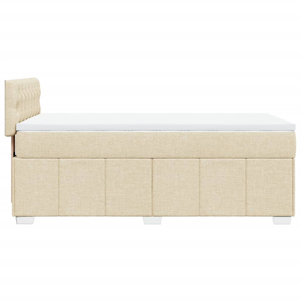 vidaXL Κρεβάτι Boxspring με Στρώμα Κρεμ 90x200 εκ.Υφασμάτινο