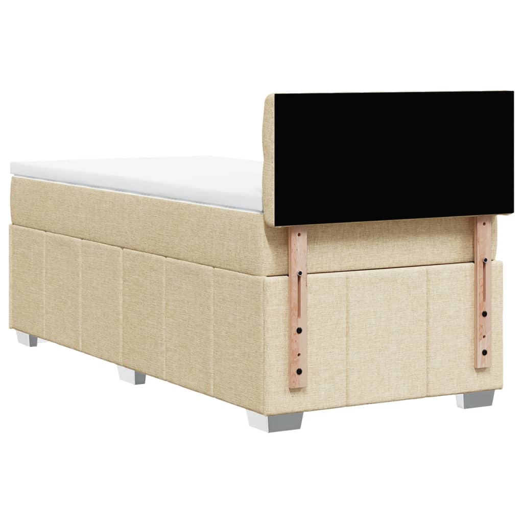 vidaXL Κρεβάτι Boxspring με Στρώμα Κρεμ 90x200 εκ.Υφασμάτινο