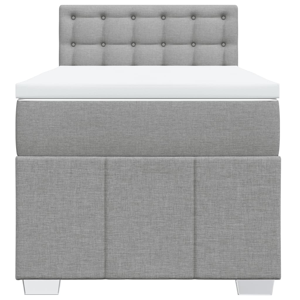 vidaXL Κρεβάτι Boxspring με Στρώμα Ανοιχτό Γκρι 90x200 εκ. Υφασμάτινο