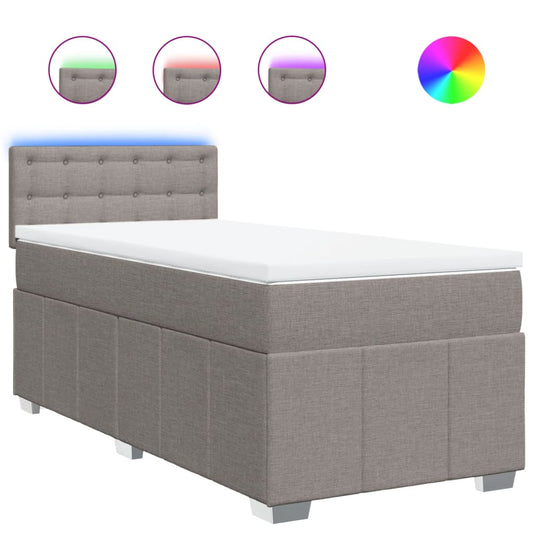 vidaXL Κρεβάτι Boxspring με Στρώμα Taupe 90x200 εκ. Υφασμάτινο