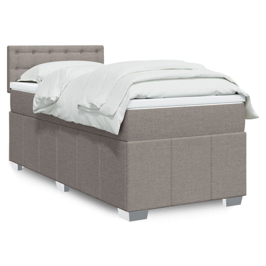 vidaXL Κρεβάτι Boxspring με Στρώμα Taupe 90x200 εκ. Υφασμάτινο