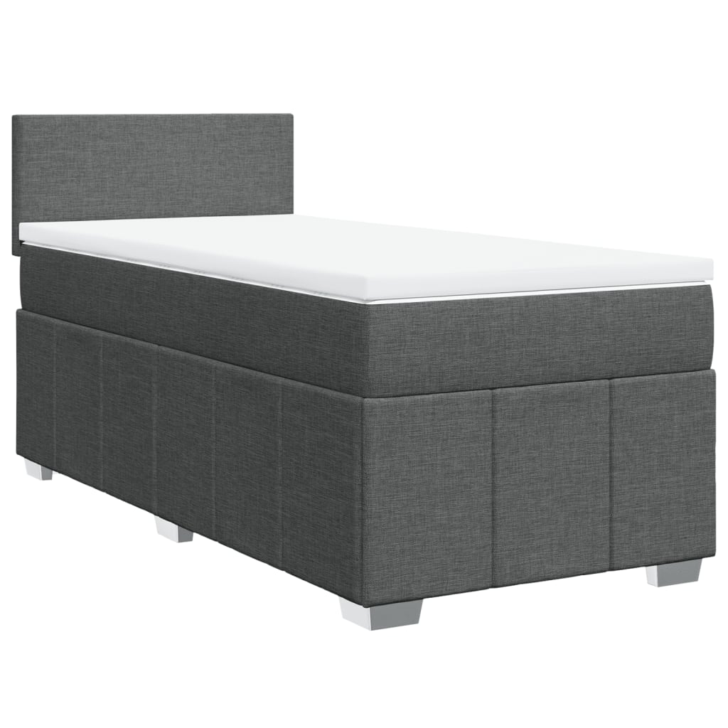 vidaXL Κρεβάτι Boxspring με Στρώμα Σκούρο Γκρι 100x200 εκ. Υφασμάτινο