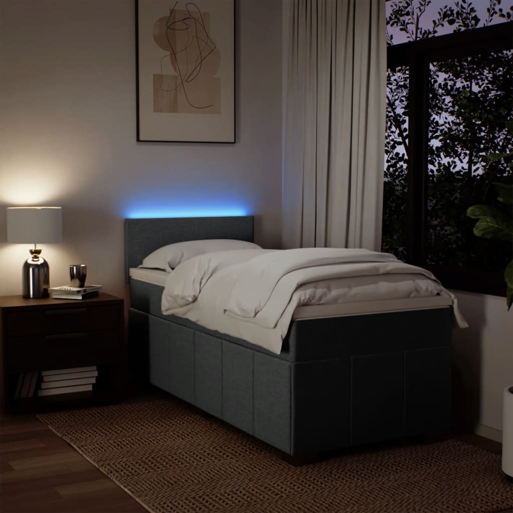 vidaXL Κρεβάτι Boxspring με Στρώμα Σκούρο Γκρι 100x200 εκ. Υφασμάτινο