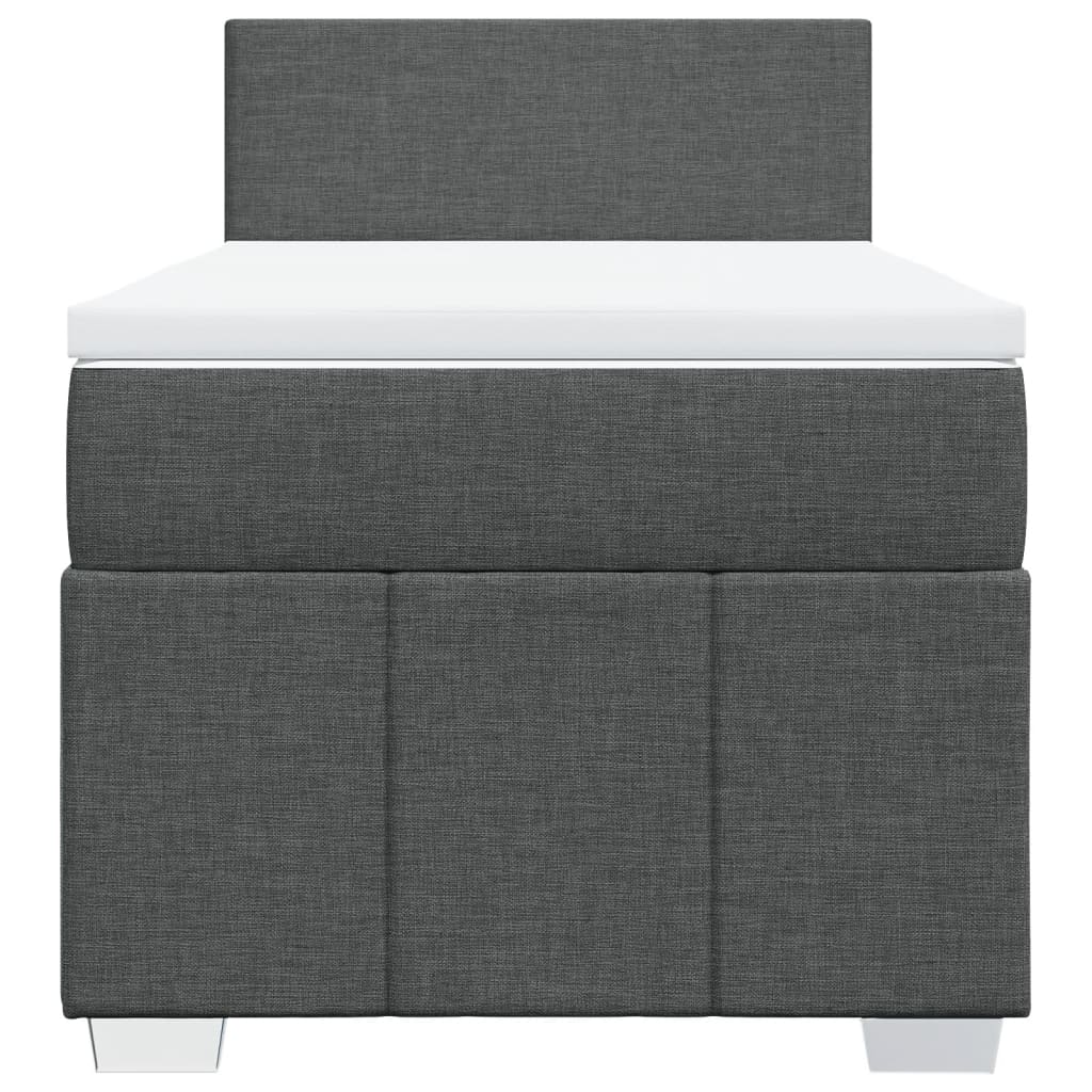 vidaXL Κρεβάτι Boxspring με Στρώμα Σκούρο Γκρι 100x200 εκ. Υφασμάτινο