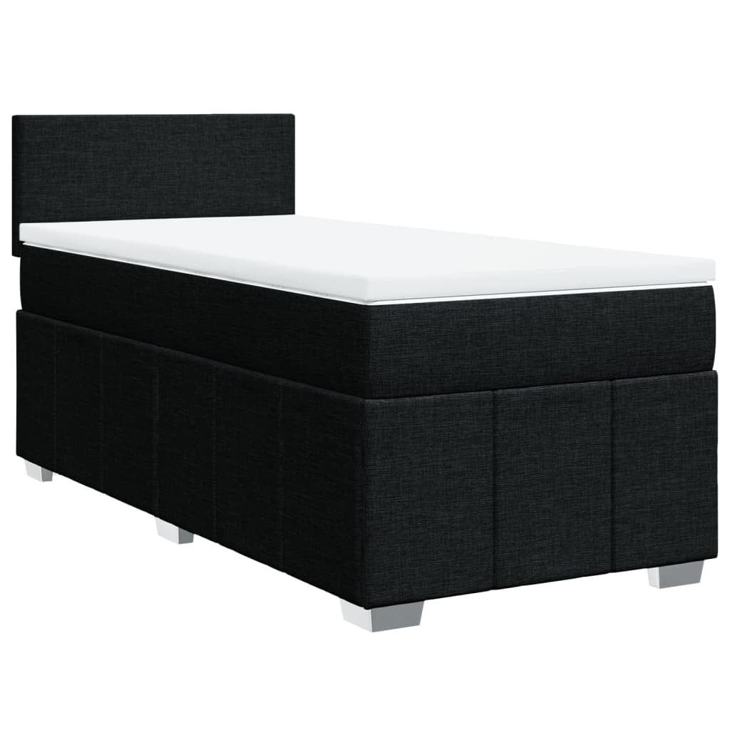vidaXL Κρεβάτι Boxspring με Στρώμα Μαύρο 100 x 200 εκ. Υφασμάτινο