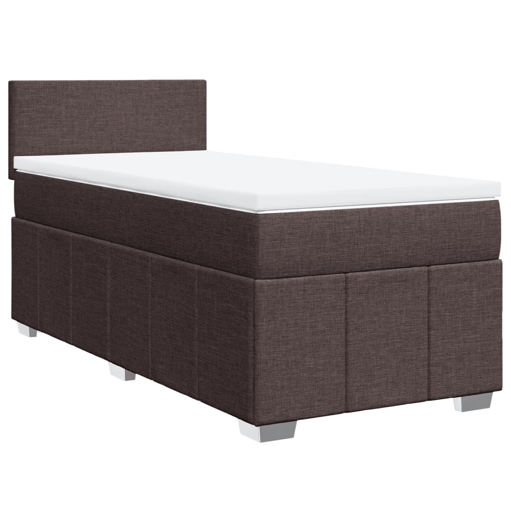 vidaXL Κρεβάτι Boxspring με Στρώμα Σκούρο Καφέ 100x200 εκ. Υφασμάτινο