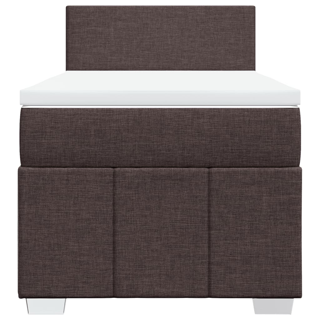 vidaXL Κρεβάτι Boxspring με Στρώμα Σκούρο Καφέ 100x200 εκ. Υφασμάτινο