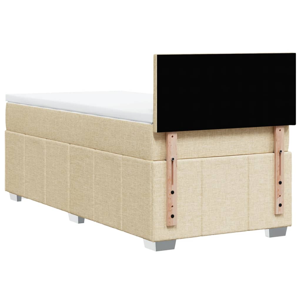 vidaXL Κρεβάτι Boxspring με Στρώμα Κρεμ 100 x 200 εκ. Υφασμάτινο
