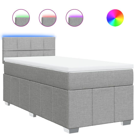 vidaXL Κρεβάτι Boxspring με Στρώμα Ανοιχτό Γκρι 100x200 εκ. Υφασμάτινο