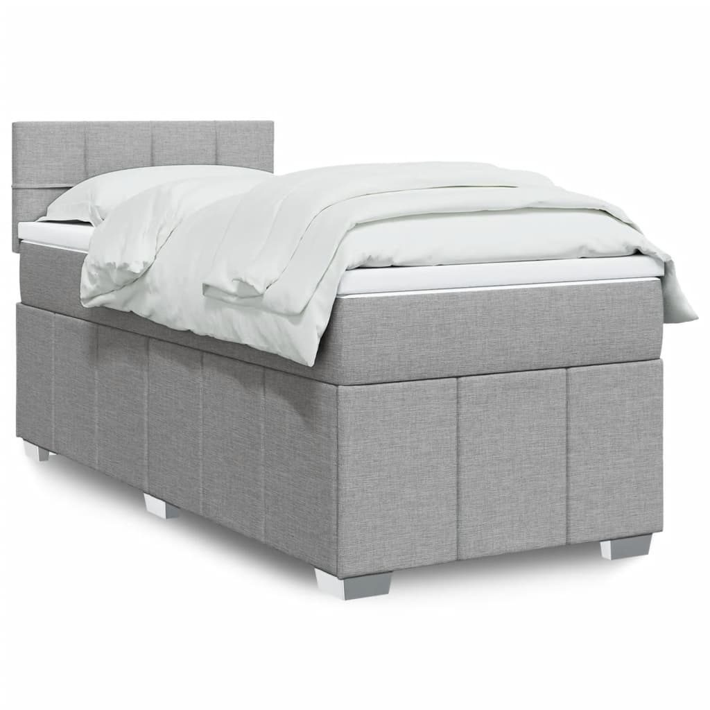 vidaXL Κρεβάτι Boxspring με Στρώμα Ανοιχτό Γκρι 100x200 εκ. Υφασμάτινο