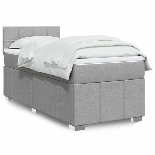 vidaXL Κρεβάτι Boxspring με Στρώμα Ανοιχτό Γκρι 100x200 εκ. Υφασμάτινο