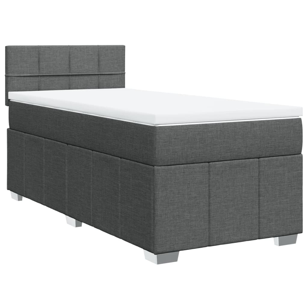 vidaXL Κρεβάτι Boxspring με Στρώμα Σκούρο Γκρι 100x200 εκ. Υφασμάτινο