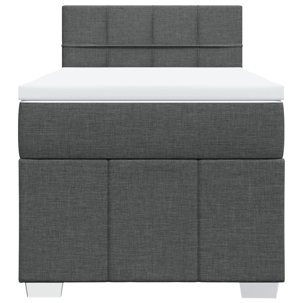 vidaXL Κρεβάτι Boxspring με Στρώμα Σκούρο Γκρι 100x200 εκ. Υφασμάτινο
