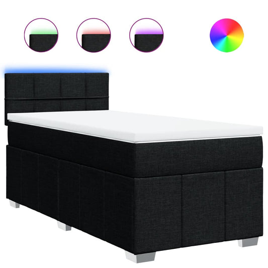 vidaXL Κρεβάτι Boxspring με Στρώμα Μαύρο 100 x 200 εκ. Υφασμάτινο