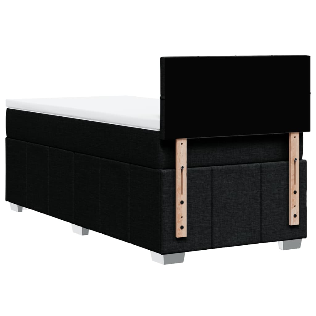 vidaXL Κρεβάτι Boxspring με Στρώμα Μαύρο 100 x 200 εκ. Υφασμάτινο