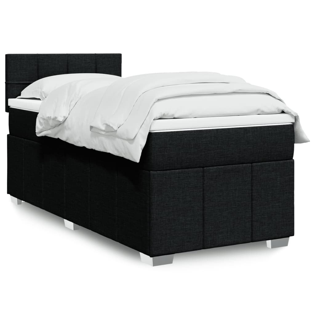 vidaXL Κρεβάτι Boxspring με Στρώμα Μαύρο 100 x 200 εκ. Υφασμάτινο