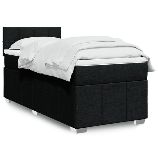 vidaXL Κρεβάτι Boxspring με Στρώμα Μαύρο 100 x 200 εκ. Υφασμάτινο