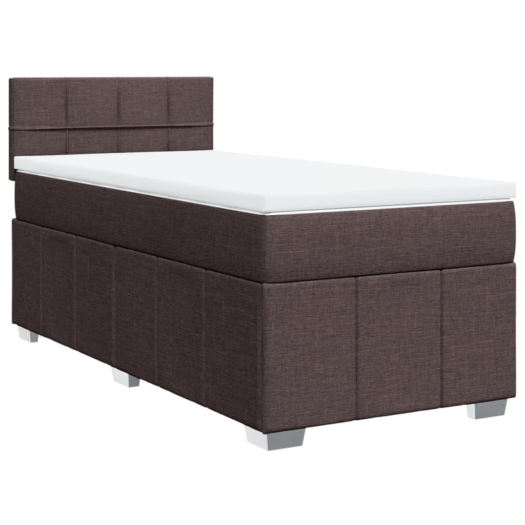 vidaXL Κρεβάτι Boxspring με Στρώμα Σκούρο Καφέ 100x200 εκ. Υφασμάτινο