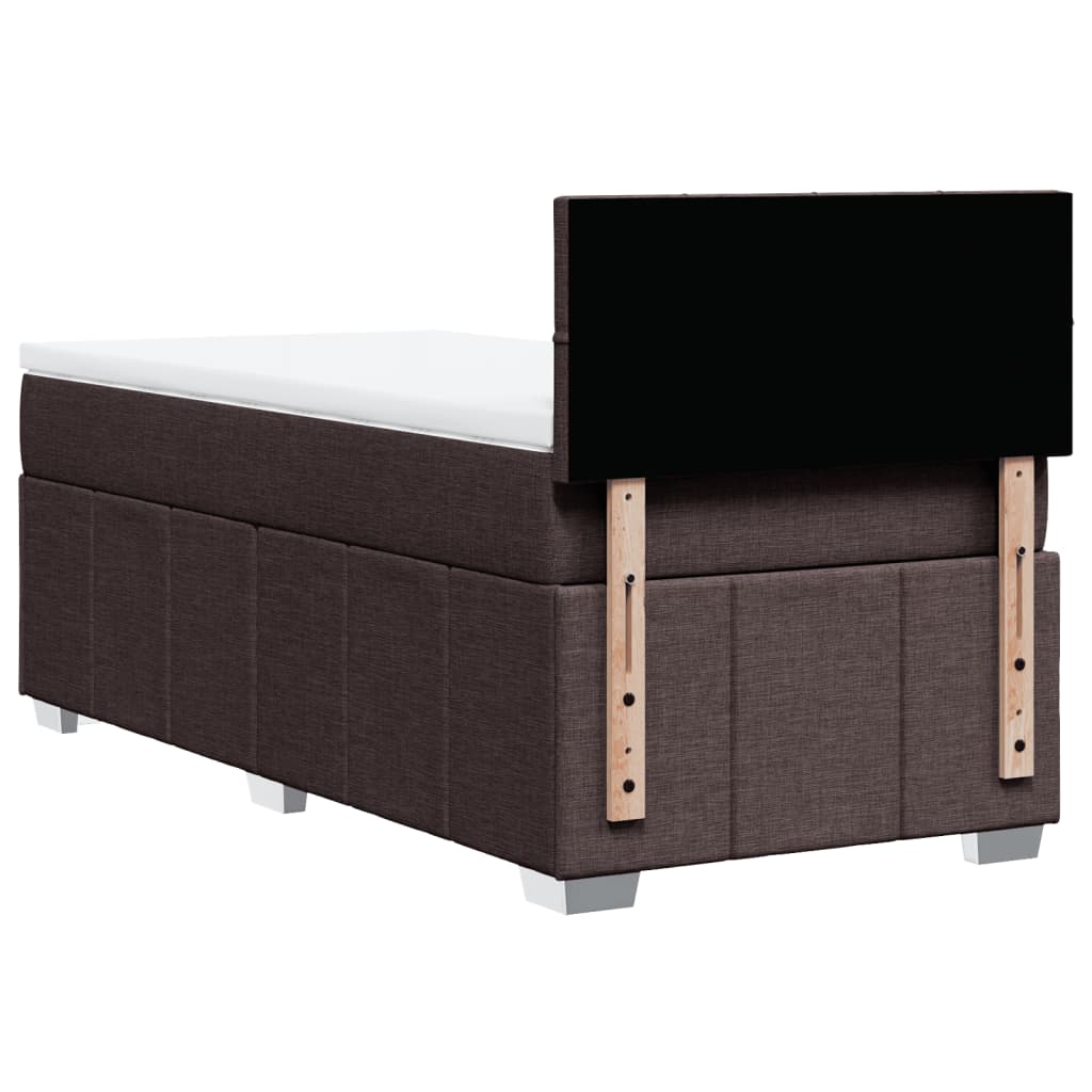 vidaXL Κρεβάτι Boxspring με Στρώμα Σκούρο Καφέ 100x200 εκ. Υφασμάτινο
