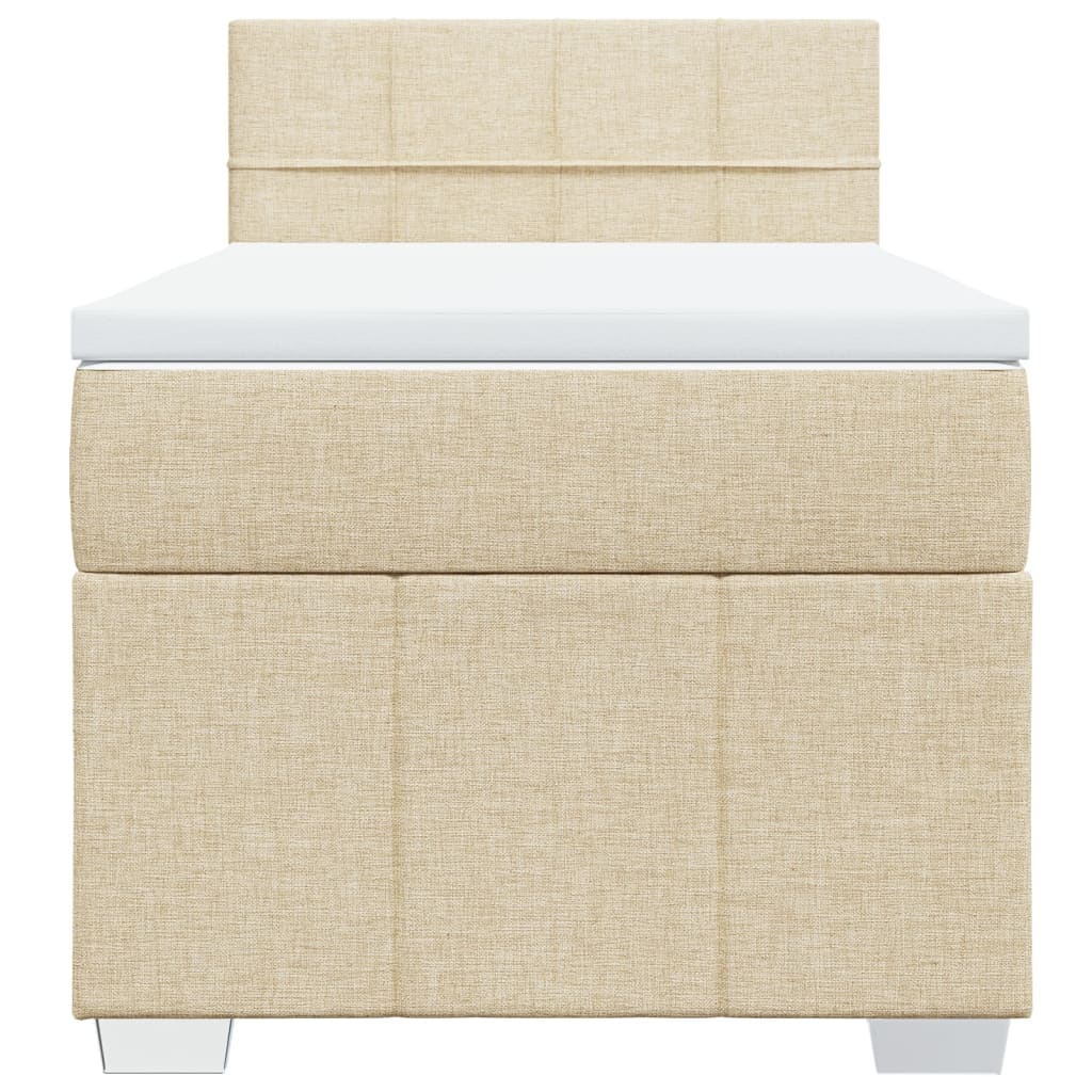 vidaXL Κρεβάτι Boxspring με Στρώμα Κρεμ 100 x 200 εκ. Υφασμάτινο