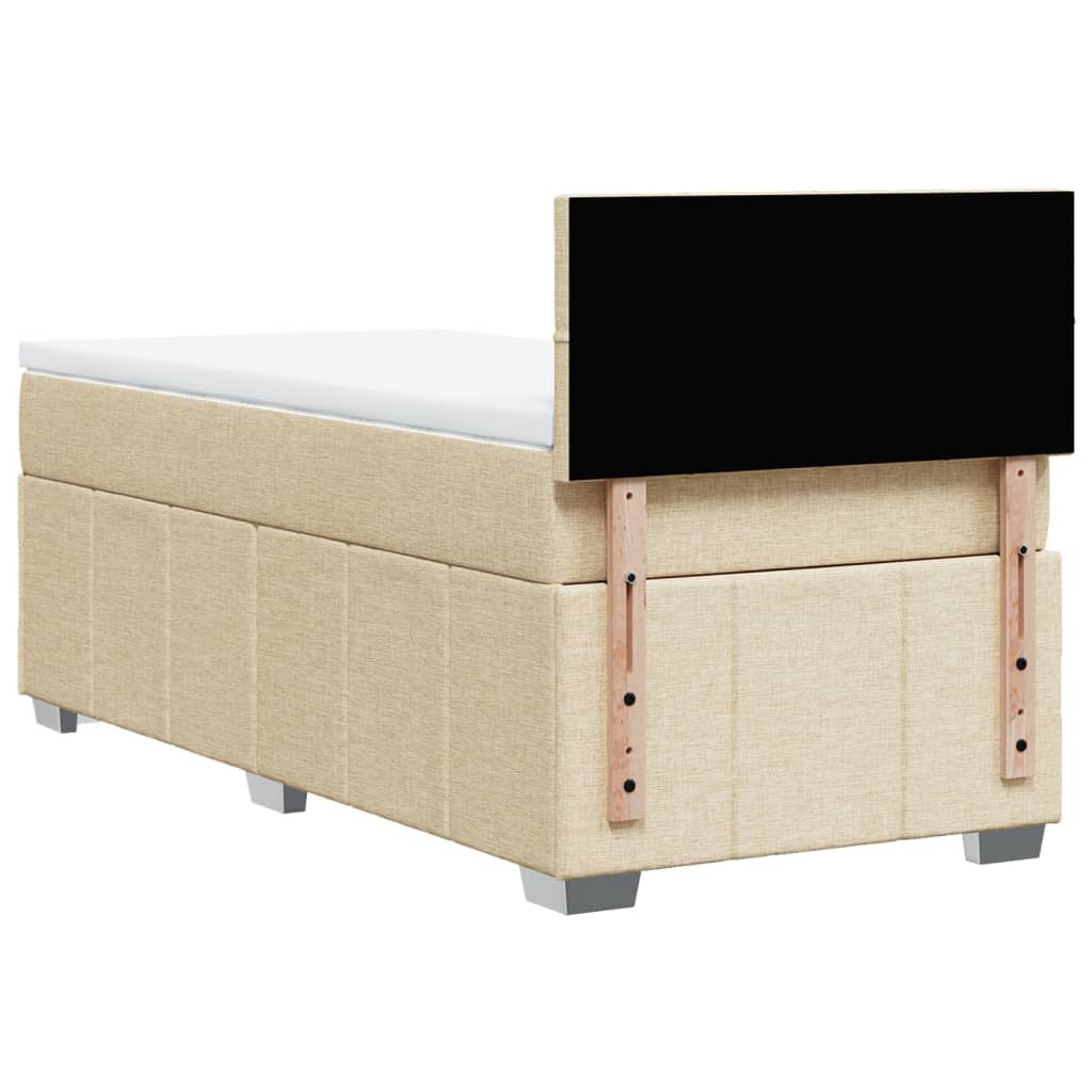 vidaXL Κρεβάτι Boxspring με Στρώμα Κρεμ 100 x 200 εκ. Υφασμάτινο