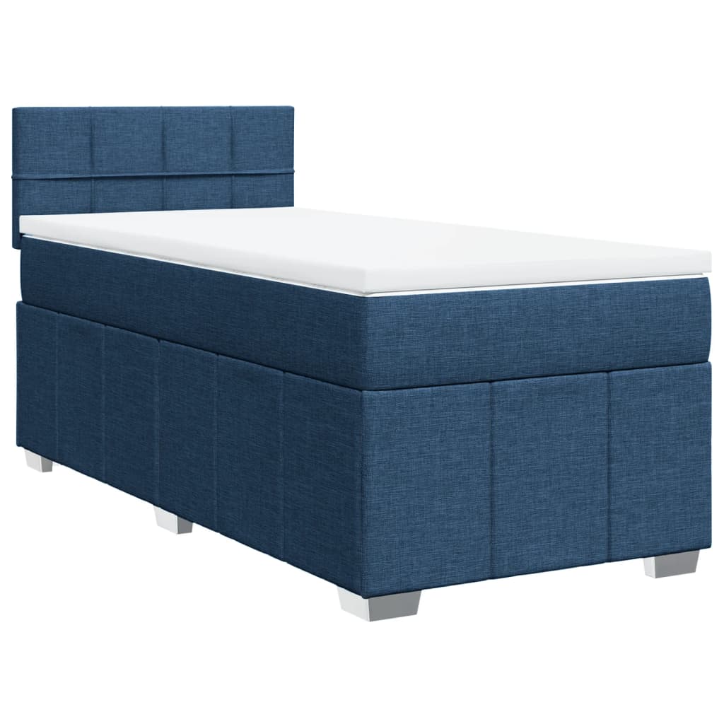 vidaXL Κρεβάτι Boxspring με Στρώμα Μπλε 100 x 200 εκ. Υφασμάτινο