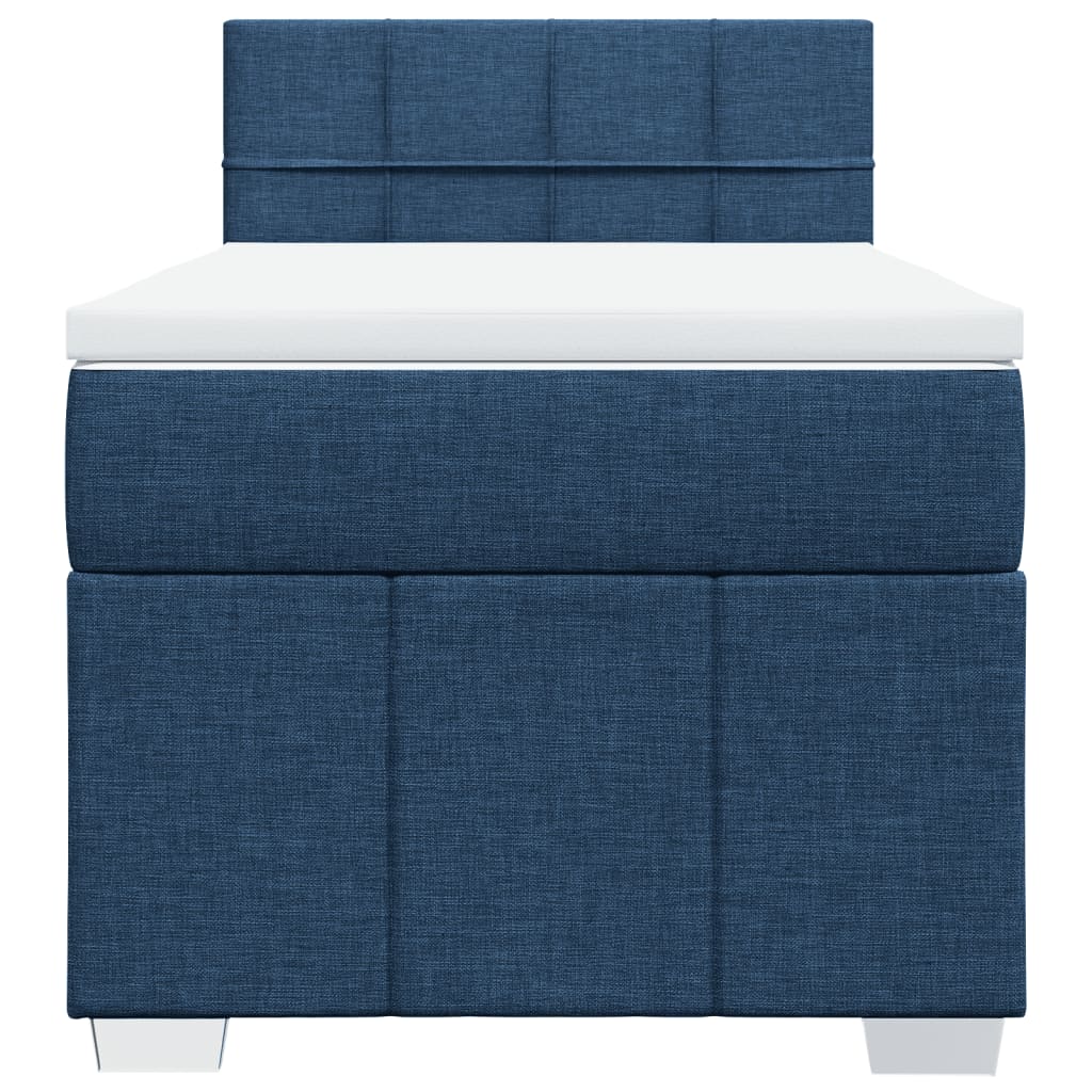 vidaXL Κρεβάτι Boxspring με Στρώμα Μπλε 100 x 200 εκ. Υφασμάτινο