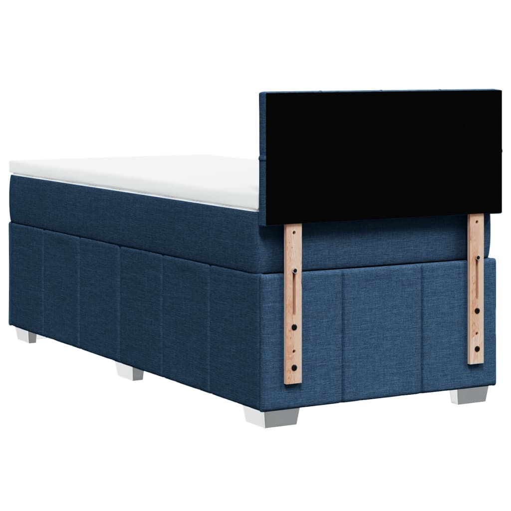 vidaXL Κρεβάτι Boxspring με Στρώμα Μπλε 100 x 200 εκ. Υφασμάτινο
