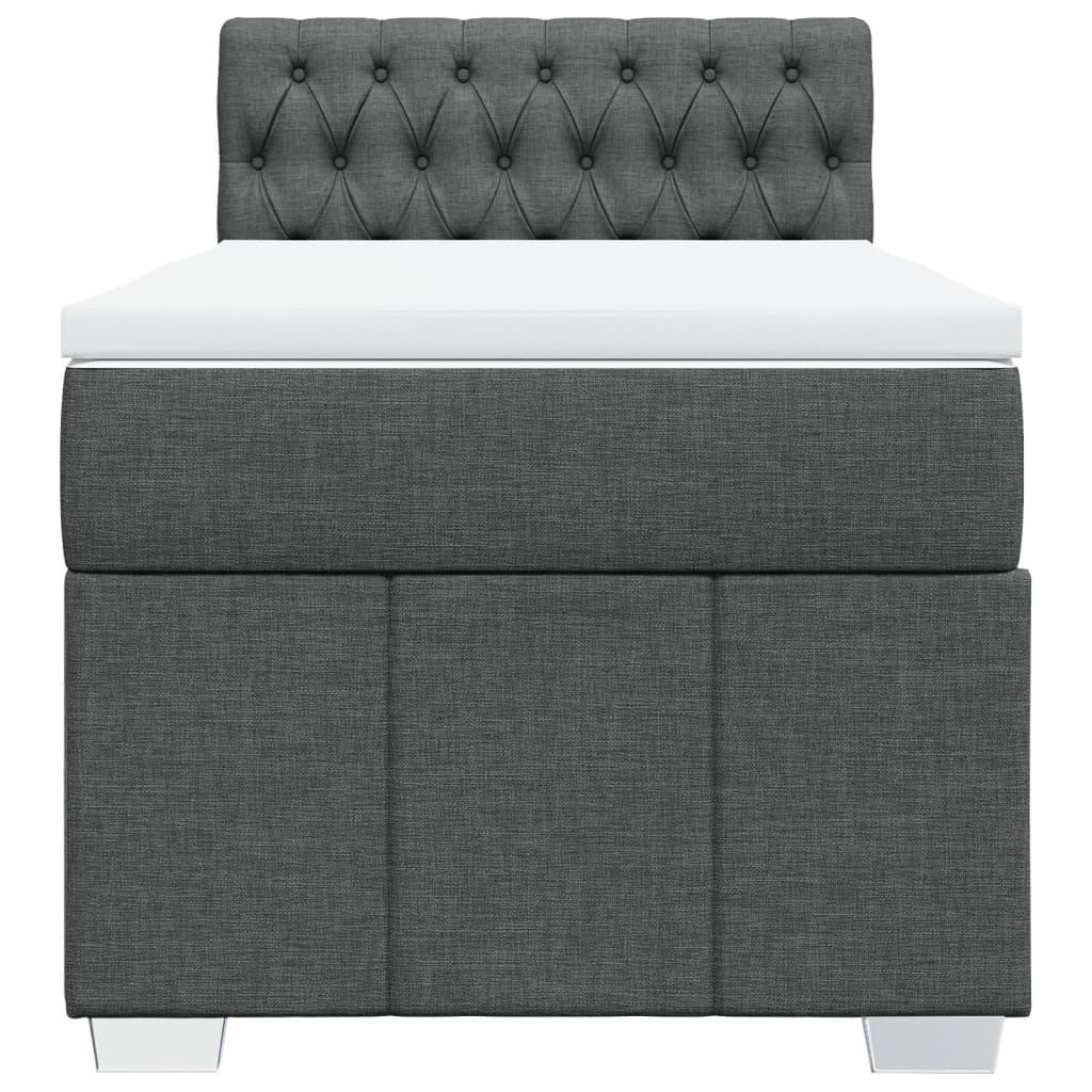 vidaXL Κρεβάτι Boxspring με Στρώμα Σκούρο Γκρι 100x200 εκ. Υφασμάτινο