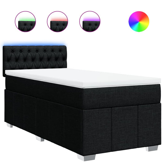 vidaXL Κρεβάτι Boxspring με Στρώμα Μαύρο 100 x 200 εκ. Υφασμάτινο