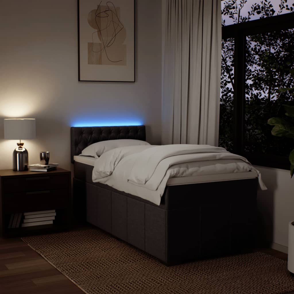 vidaXL Κρεβάτι Boxspring με Στρώμα Σκούρο Καφέ 100x200 εκ. Υφασμάτινο