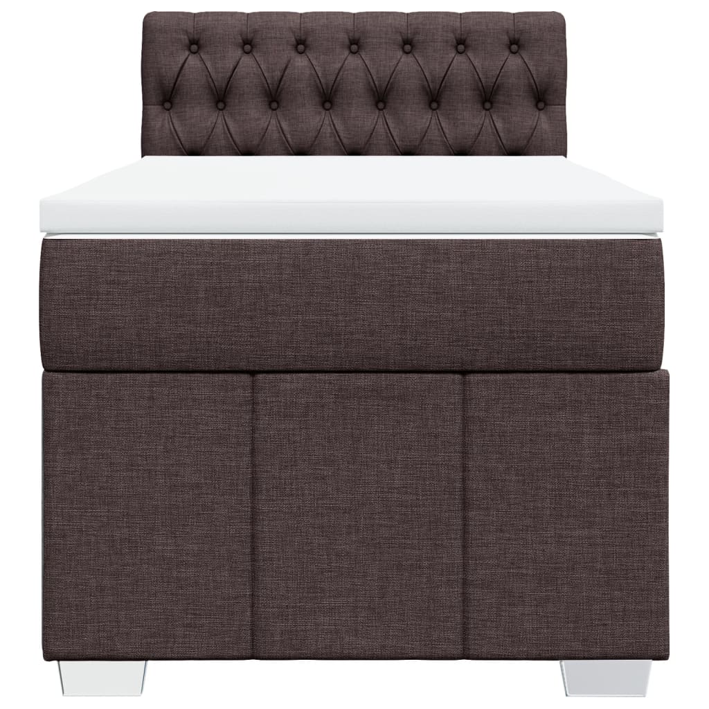 vidaXL Κρεβάτι Boxspring με Στρώμα Σκούρο Καφέ 100x200 εκ. Υφασμάτινο