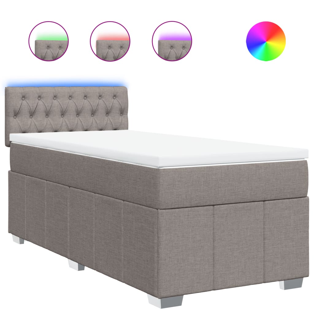 vidaXL Κρεβάτι Boxspring με Στρώμα Taupe 100 x 200 εκ. Υφασμάτινο