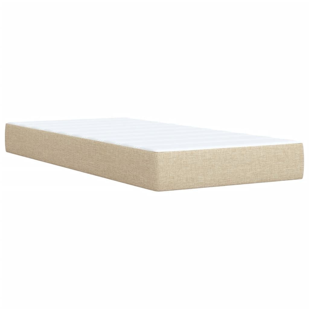 vidaXL Κρεβάτι Boxspring με Στρώμα Κρεμ 100 x 200 εκ. Υφασμάτινο
