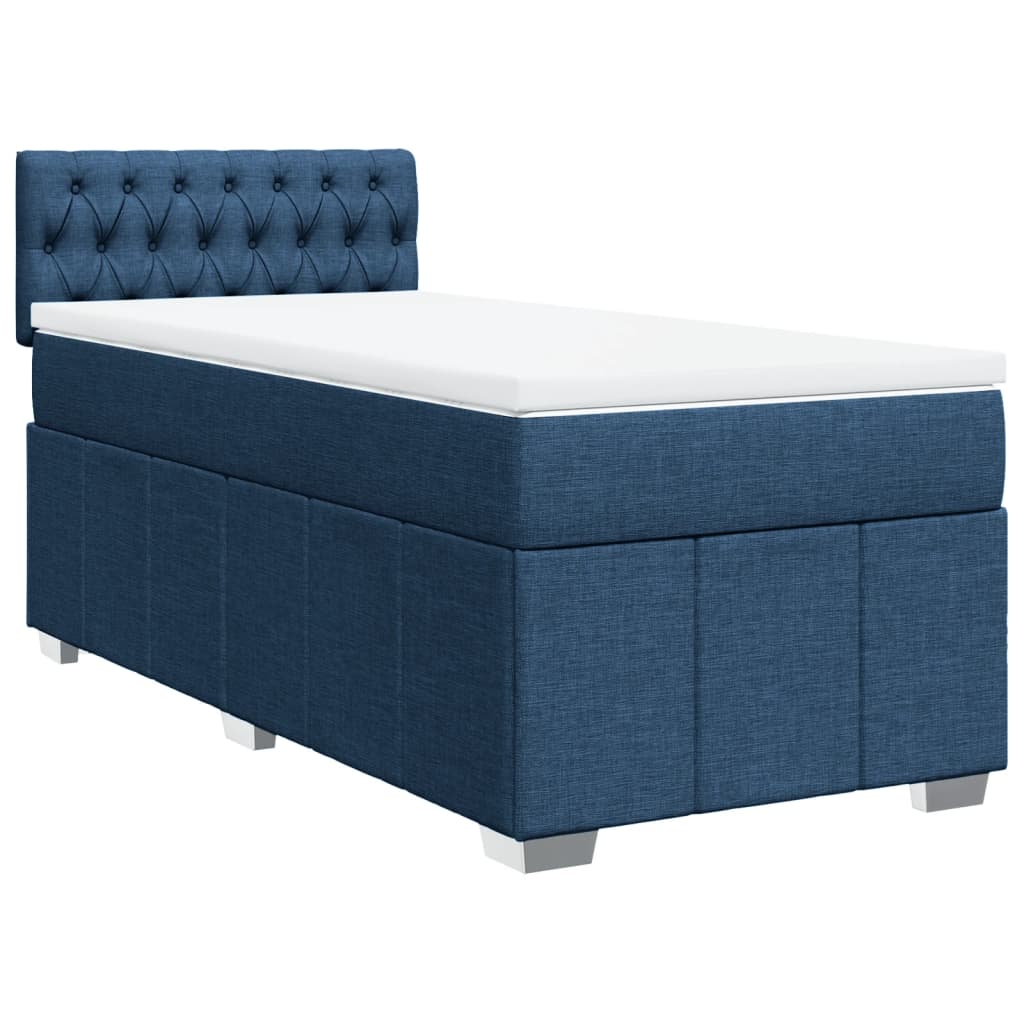 vidaXL Κρεβάτι Boxspring με Στρώμα Μπλε 100 x 200 εκ. Υφασμάτινο