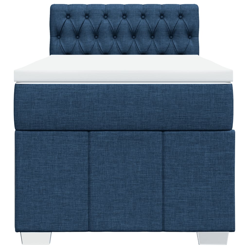 vidaXL Κρεβάτι Boxspring με Στρώμα Μπλε 100 x 200 εκ. Υφασμάτινο