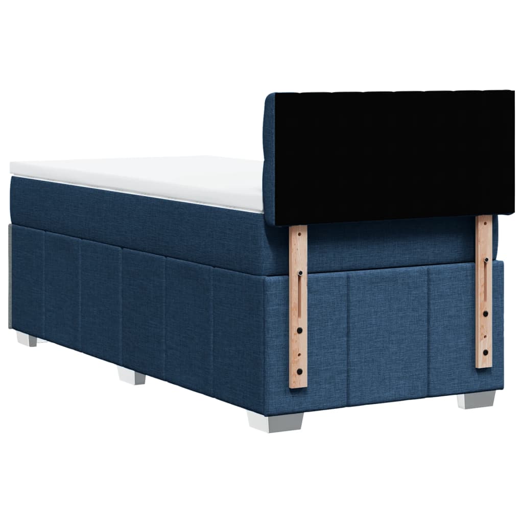 vidaXL Κρεβάτι Boxspring με Στρώμα Μπλε 100 x 200 εκ. Υφασμάτινο