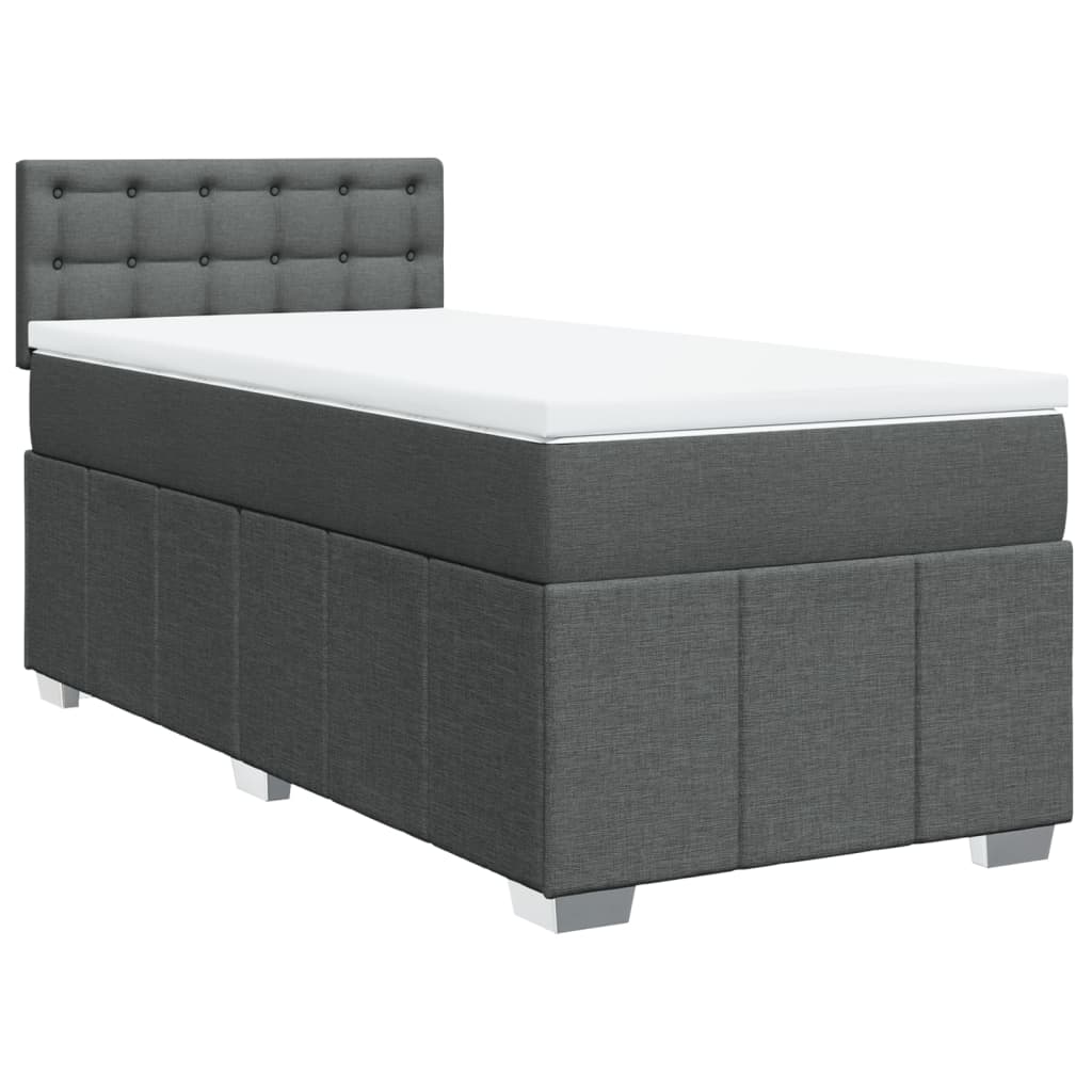 vidaXL Κρεβάτι Boxspring με Στρώμα Σκούρο Γκρι 100x200 εκ. Υφασμάτινο