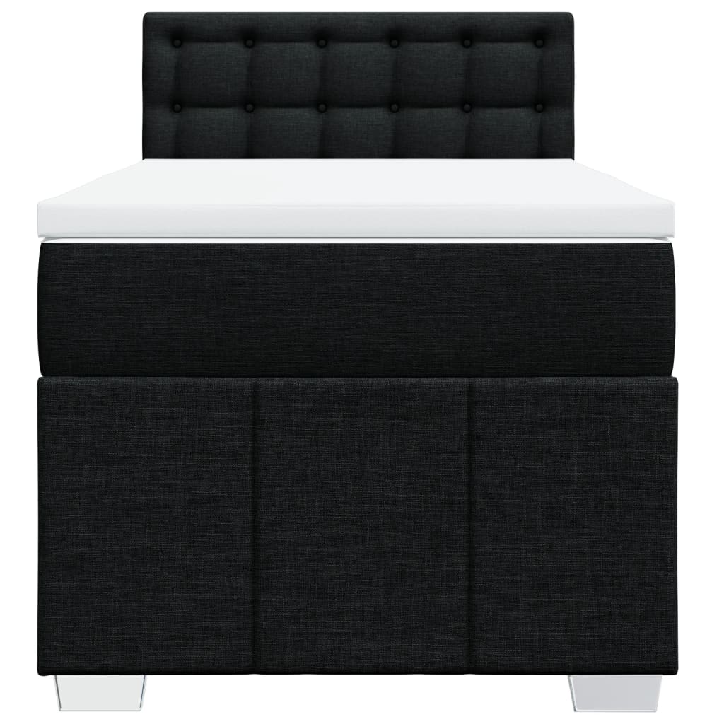 vidaXL Κρεβάτι Boxspring με Στρώμα Μαύρο 100 x 200 εκ. Υφασμάτινο