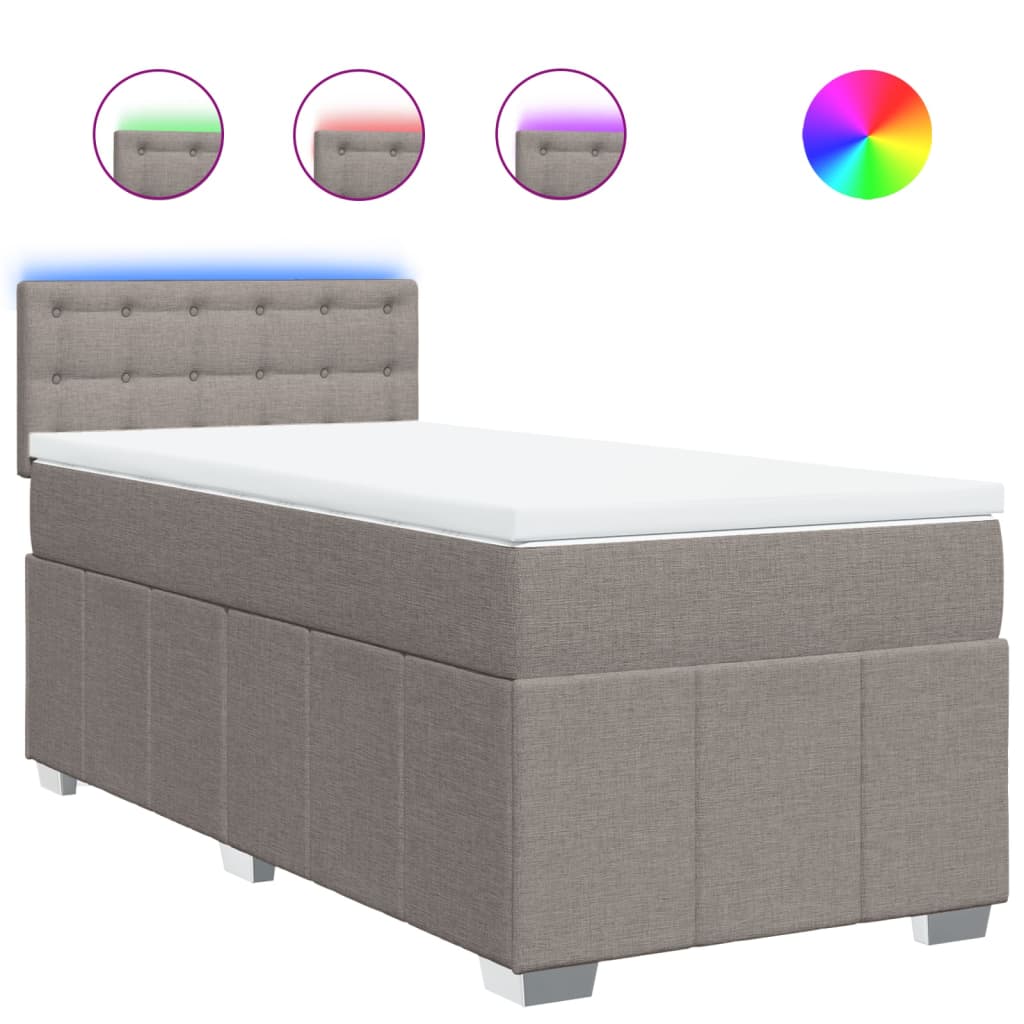 vidaXL Κρεβάτι Boxspring με Στρώμα Taupe 100 x 200 εκ. Υφασμάτινο