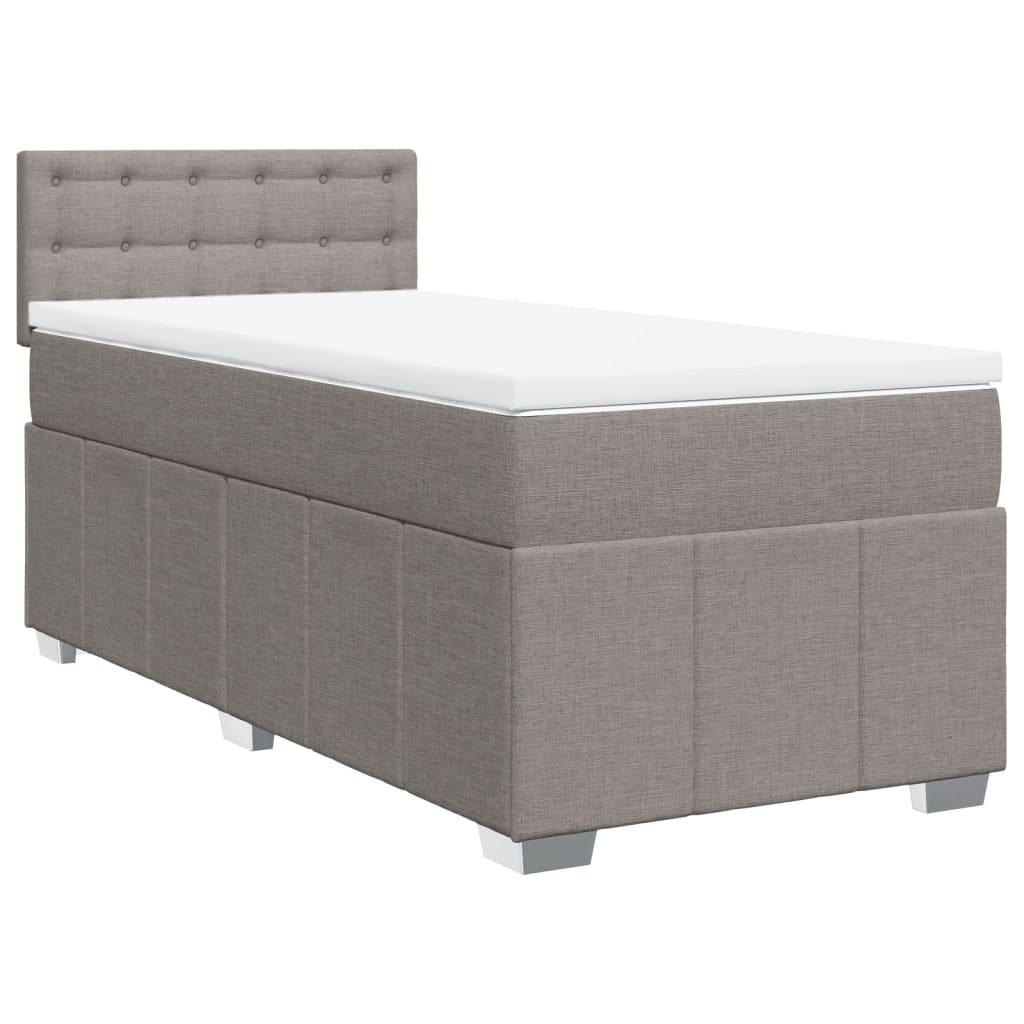 vidaXL Κρεβάτι Boxspring με Στρώμα Taupe 100 x 200 εκ. Υφασμάτινο