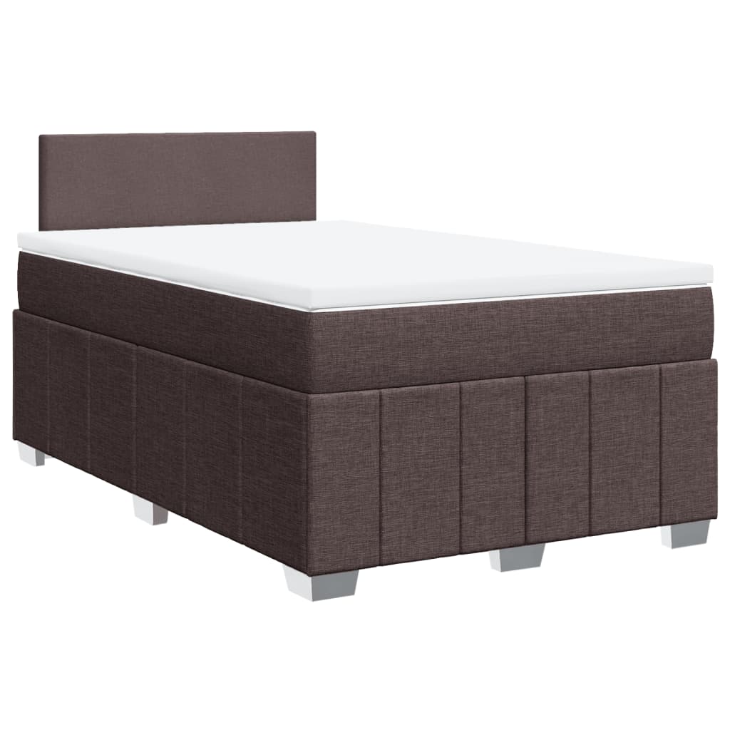 vidaXL Κρεβάτι Boxspring με Στρώμα Σκούρο Καφέ 120x190 εκ Υφασμάτινο