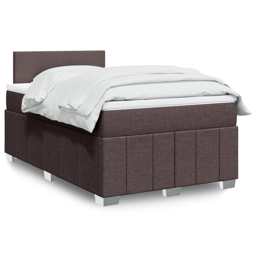 vidaXL Κρεβάτι Boxspring με Στρώμα Σκούρο Καφέ 120x190 εκ Υφασμάτινο