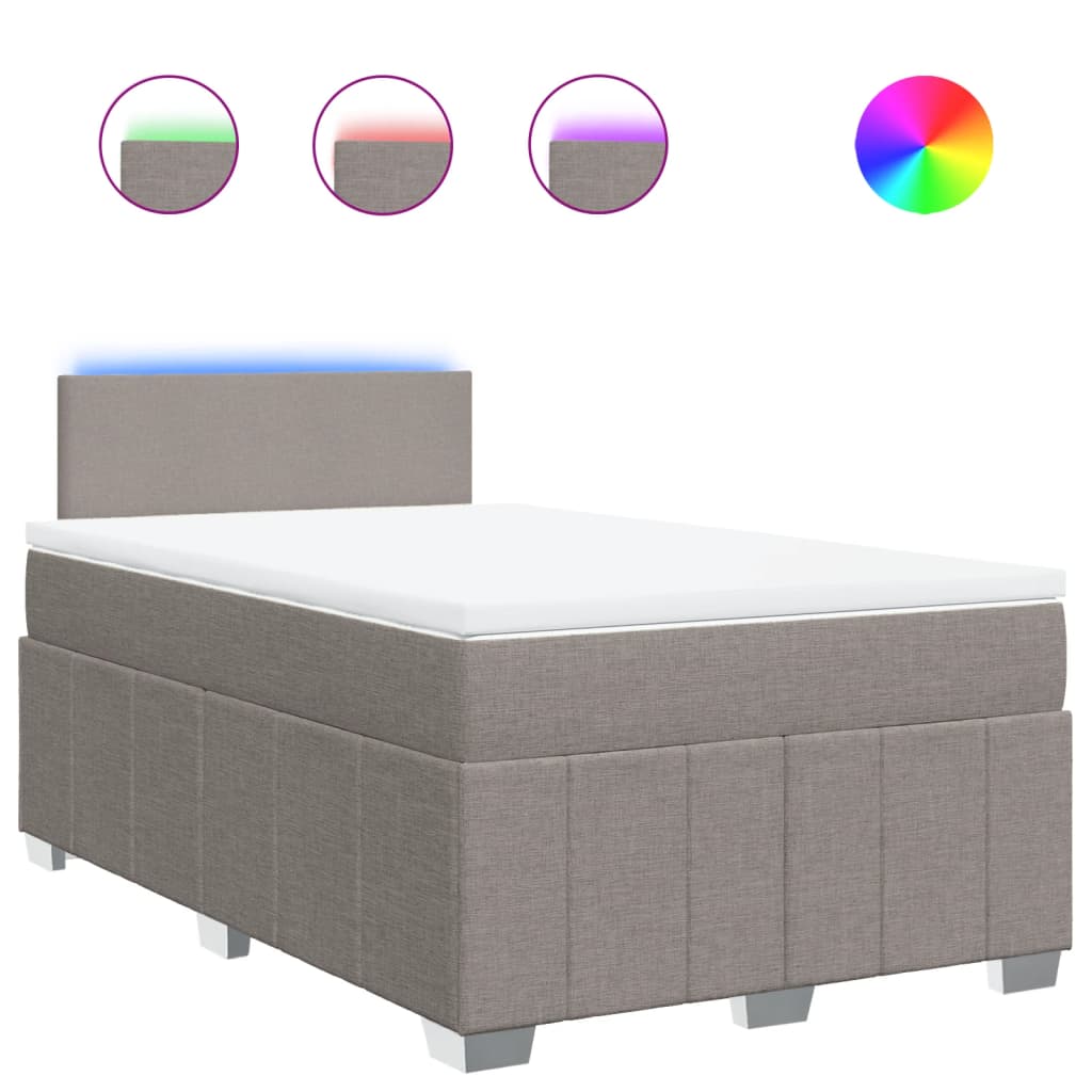 vidaXL Κρεβάτι Boxspring με Στρώμα Taupe 120x190 εκ. Υφασμάτινο